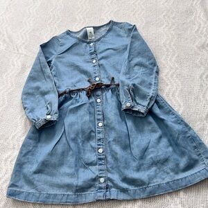 Carter's Blue Denim Button-Down Dress with Brown Braided Belt